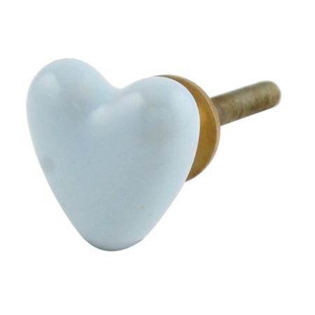 Sky Blue Tiny Heart Ceramic Cabinet Knobs 